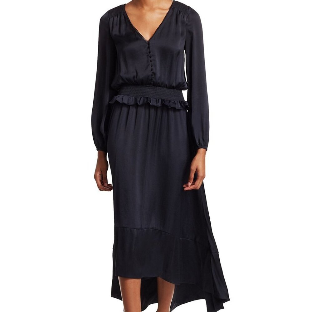monique lhuillier dress navy 12 long sleeve